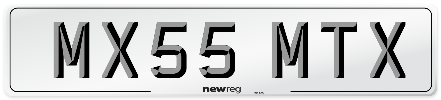 MX55 MTX Number Plate from New Reg
